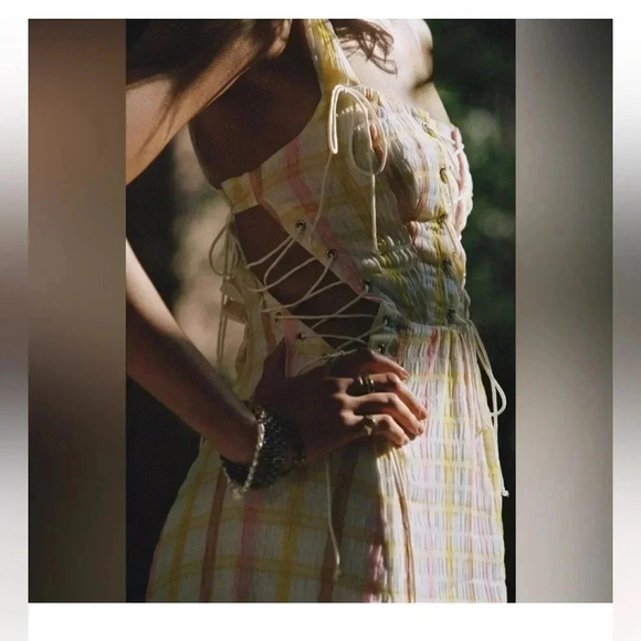 For Love and Lemons Rue Plaid Slit Midi Dress - Medium NWT - Picture 4 of 9